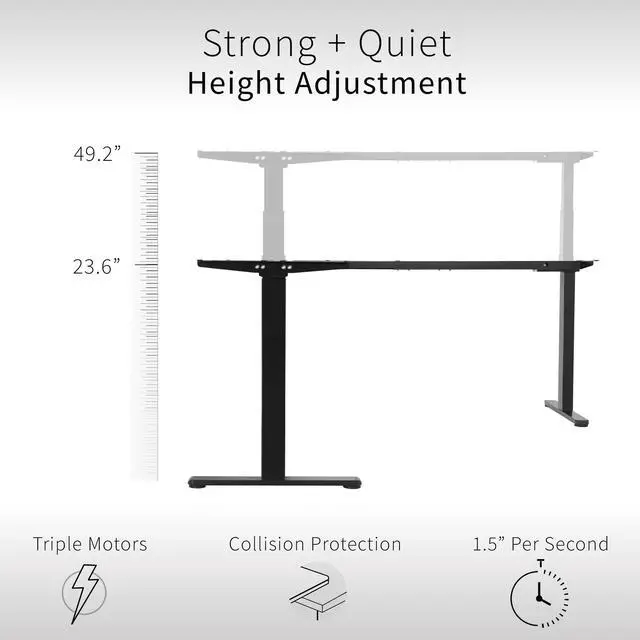 Alt view image 3 of 7 - VIVO Black Electric Motor Height Adjustable Corner 3 Leg Standing Desk Frame