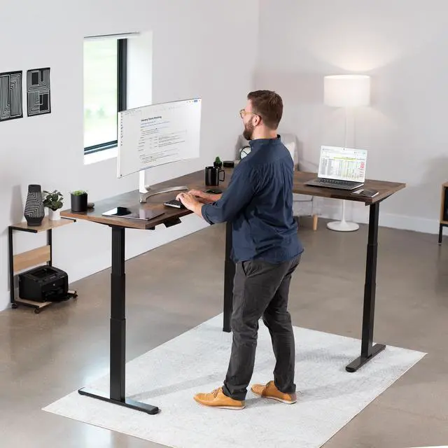 Alt view image 5 of 7 - VIVO Black Electric Motor Height Adjustable Corner 3 Leg Standing Desk Frame