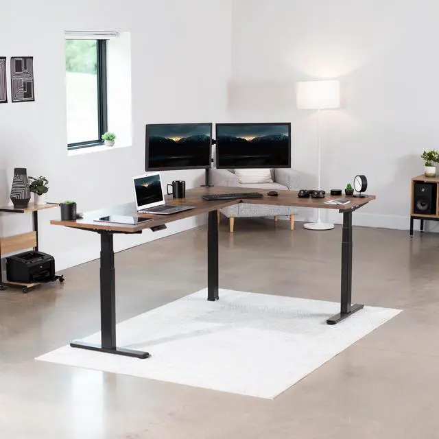Alt view image 7 of 7 - VIVO Black Electric Motor Height Adjustable Corner 3 Leg Standing Desk Frame