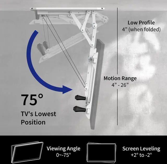 Alt view image 3 of 7 - VIVO White Electric Motorized Flip Down Pitched Roof Large Ceiling TV Mount for 32" to 70" Screens (MOUNT-E-FD70W)