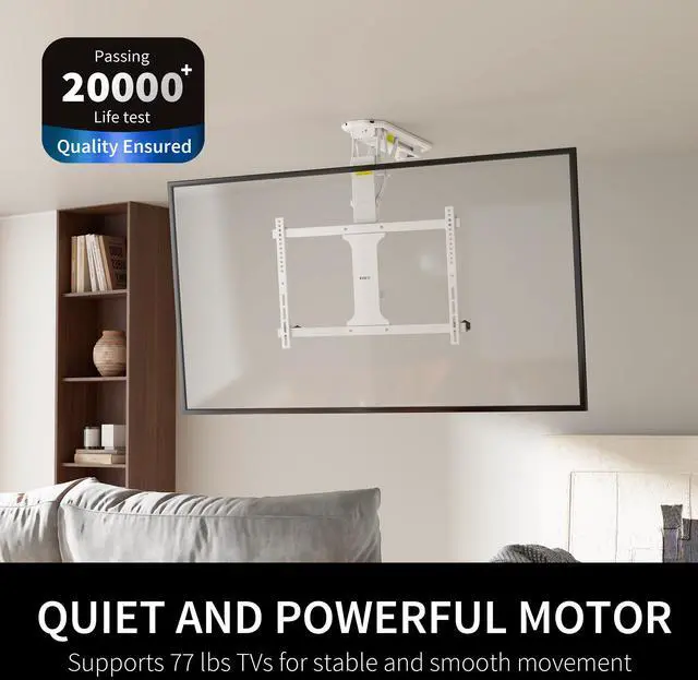 Alt view image 5 of 7 - VIVO White Electric Motorized Flip Down Pitched Roof Large Ceiling TV Mount for 32" to 70" Screens (MOUNT-E-FD70W)
