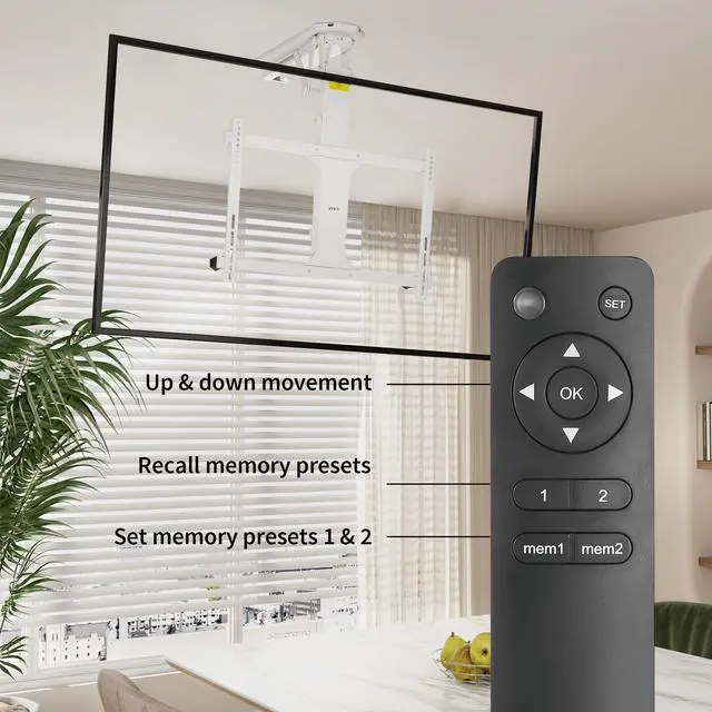 Alt view image 7 of 7 - VIVO White Electric Motorized Flip Down Pitched Roof Large Ceiling TV Mount for 32" to 70" Screens (MOUNT-E-FD70W)