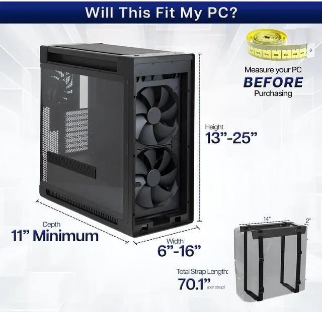 Alt view image 4 of 7 - VIVO Black Under-Desk PC Adjustable Strap Mount | Computer Case Holder