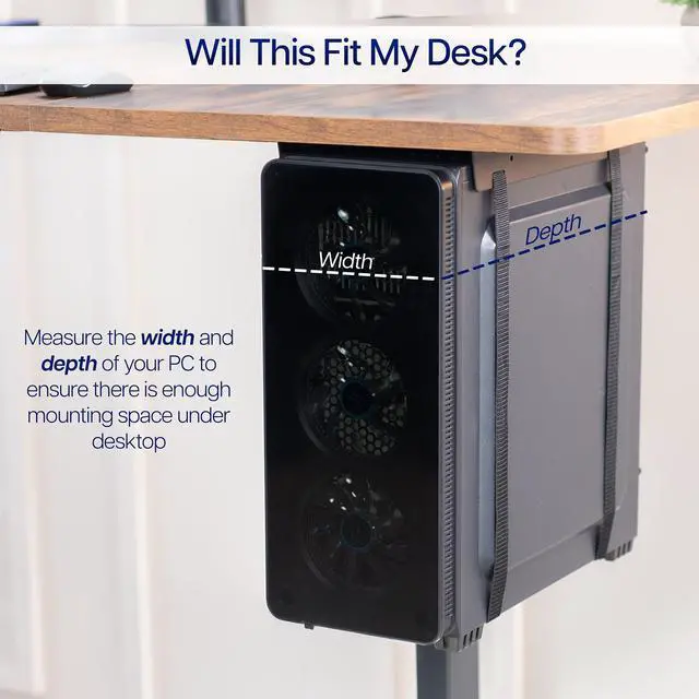 Alt view image 5 of 7 - VIVO Black Under-Desk PC Adjustable Strap Mount | Computer Case Holder