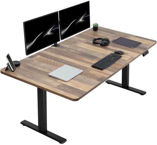 VIVO Electric 71 x 36 Stand Up Desk, Reclaimed Wood Table Top