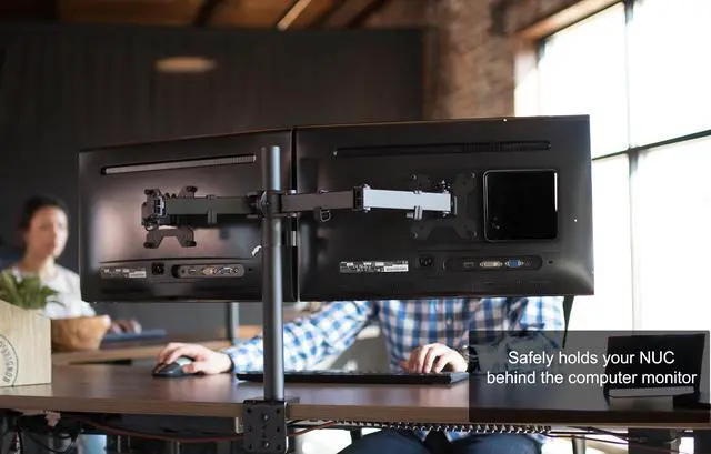 Alt view image 5 of 7 - VIVO Black Steel Arm Bracket Holder for Intel NUC - Back of Monitor VESA Metal Plate Mount Extension (MOUNT-VESA01)
