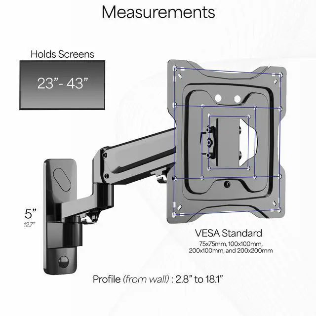 Alt view image 3 of 7 - VIVO Premium Aluminum Single TV Wall Mount Adjustable Arm for Screens up to 43"