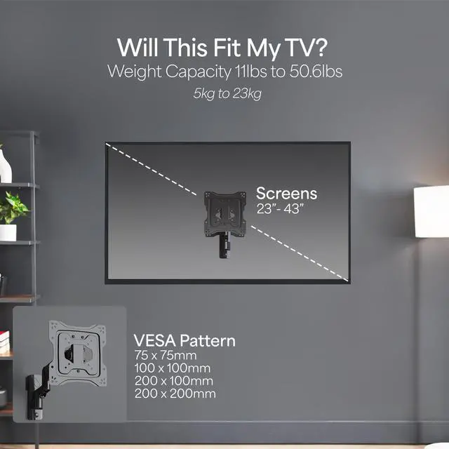 Alt view image 2 of 7 - VIVO Premium Aluminum Single TV Wall Mount Adjustable Arm for Screens up to 43"