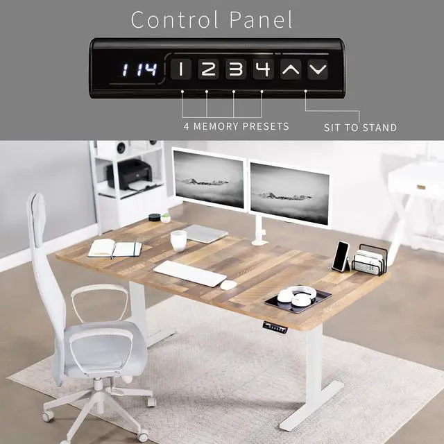 Alt view image 5 of 7 - VIVO Electric 71 x 36 Stand Up Desk, Reclaimed Wood Table Top, White Frame