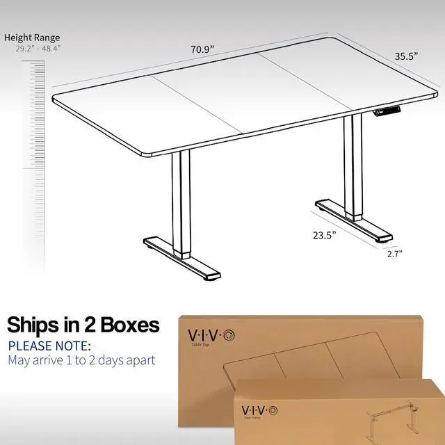 Alt view image 3 of 7 - VIVO Electric 71 x 36 Stand Up Desk, Reclaimed Wood Table Top, White Frame