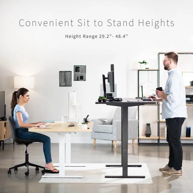 Alt view image 4 of 7 - VIVO Electric 71 x 36 Stand Up Desk, Reclaimed Wood Table Top, White Frame