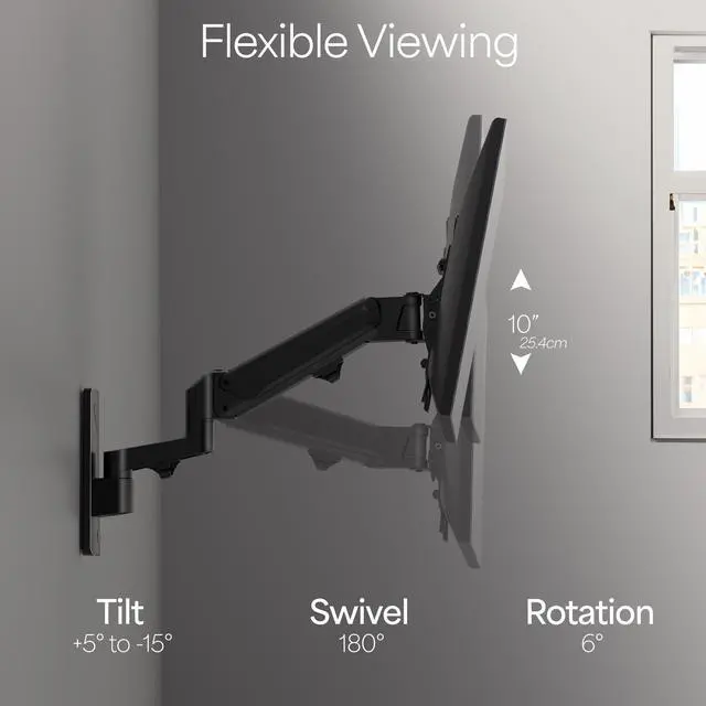 Alt view image 6 of 7 - VIVO Premium Aluminum Single TV Wall Mount Adjustable Arm for Screens up to 43"
