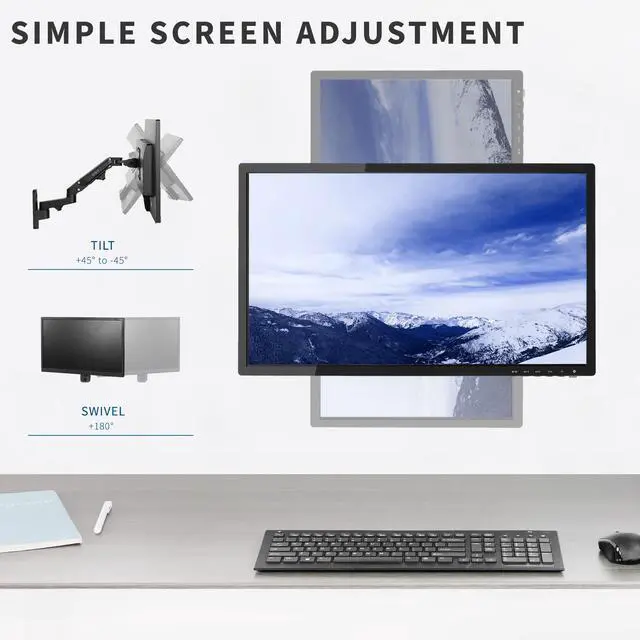 Alt view image 5 of 8 - VIVO Premium Aluminum Single LCD Monitor Wall Mount Arm for Screens up to 32"