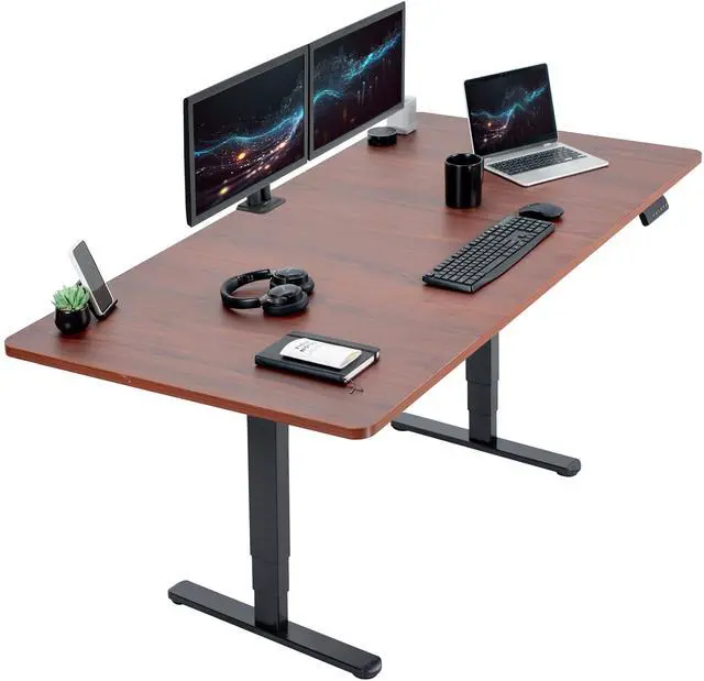 Main image of VIVO Electric 71 x 36 Stand Up Desk, Dark Walnut Table Top, Black Frame