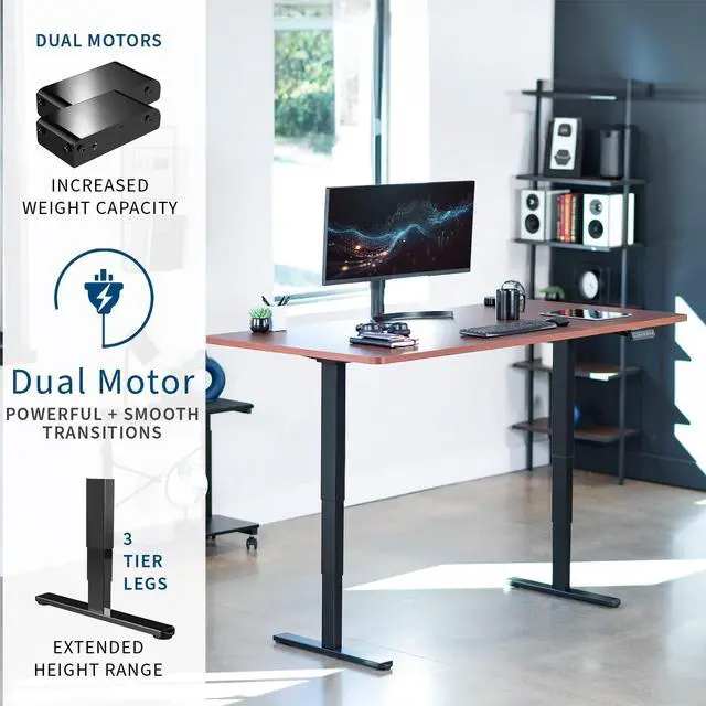 Alt view image 2 of 7 - VIVO Electric 71 x 36 Stand Up Desk, Dark Walnut Table Top, Black Frame