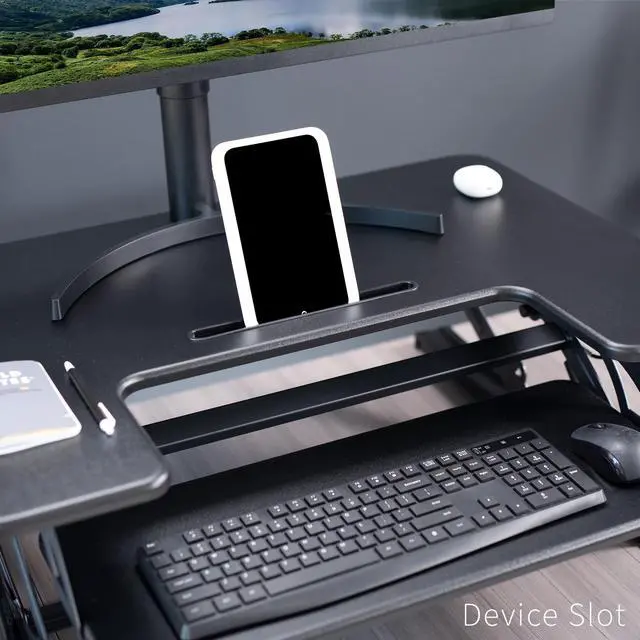 Alt view image 7 of 7 - VIVO Black Height Adjustable Stand up Desk Converter, 32" Sit to Stand Tabletop Monitor Riser (DESK-V000VS)