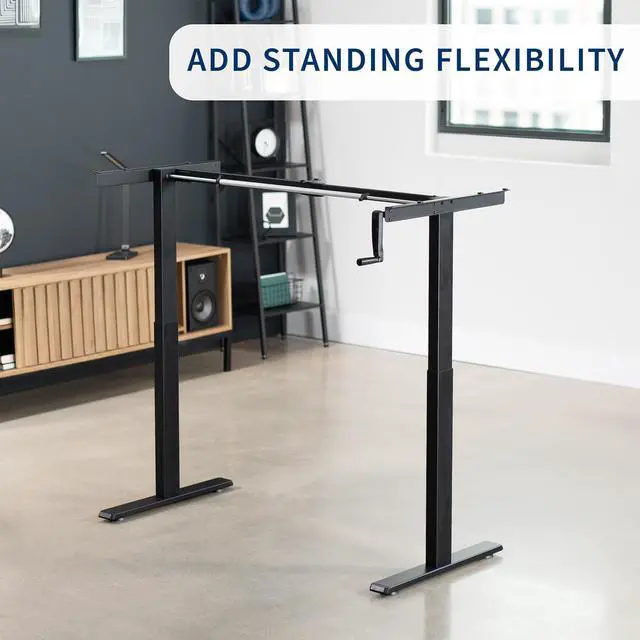 Alt view image 5 of 7 - VIVO Black Manual Height Adjustable Stand Up Desk Frame Crank Ergonomic System