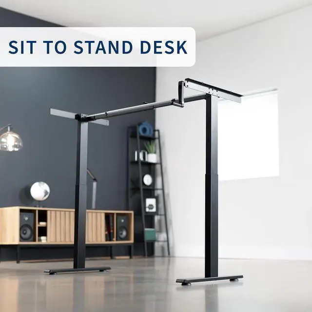 Alt view image 2 of 7 - VIVO Black Manual Height Adjustable Stand Up Desk Frame Crank Ergonomic System