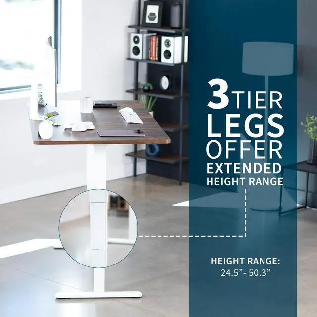 Alt view image 4 of 7 - VIVO Electric 71x36 Stand Up Desk, Rustic Vintage Brown Table Top, White Frame