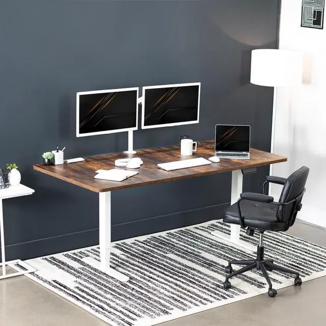 Alt view image 3 of 7 - VIVO Electric 71x36 Stand Up Desk, Rustic Vintage Brown Table Top, White Frame