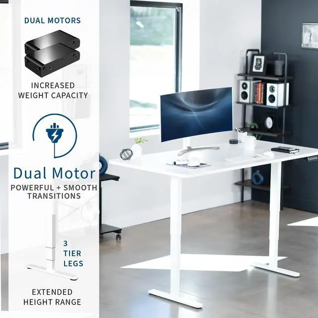 Alt view image 2 of 7 - VIVO Electric 71 x 36 Stand Up Desk, White Table Top, White Frame