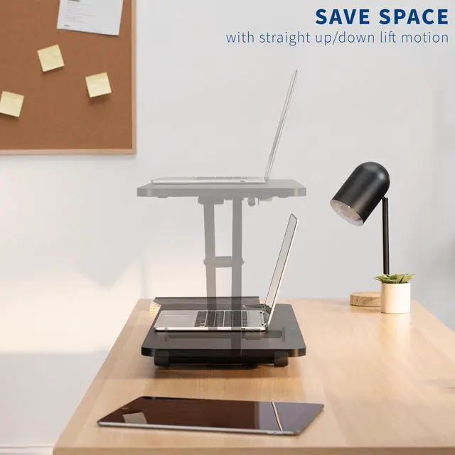 Alt view image 4 of 7 - VIVO Small Single Top 28" Standing Desk Converter, Height Adjustable Tabletop Sit to Stand Laptop Riser (DESK-V011F)