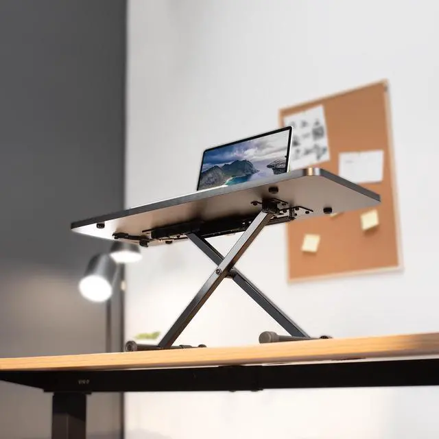 Alt view image 5 of 7 - VIVO Small Single Top 28" Standing Desk Converter, Height Adjustable Tabletop Sit to Stand Laptop Riser (DESK-V011F)