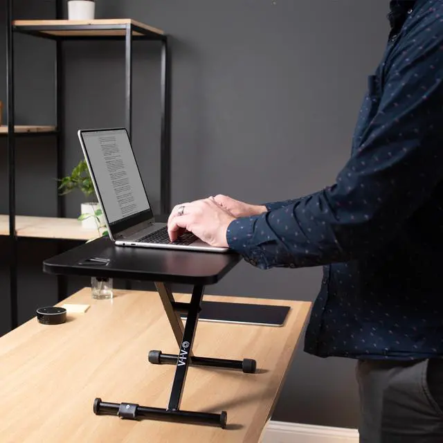 Alt view image 2 of 7 - VIVO Small Single Top 28" Standing Desk Converter, Height Adjustable Tabletop Sit to Stand Laptop Riser (DESK-V011F)
