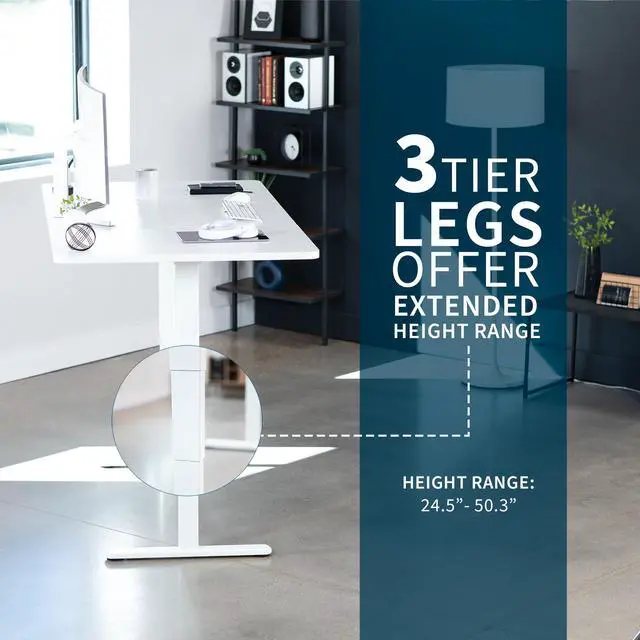 Alt view image 4 of 7 - VIVO Electric 71 x 36 Stand Up Desk, White Table Top, White Frame