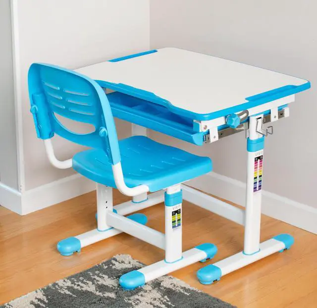 Alt view image 6 of 7 - VIVO Height Adjustable Childrens Desk & Chair Kids Interactive Work Station Blue (DESK-V201B)