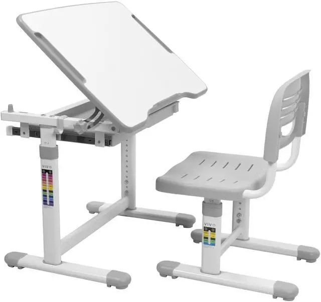 Main image of VIVO Height Adjustable Childrens Desk & Chair Kids Interactive Work Station Grey (DESK-V201G)