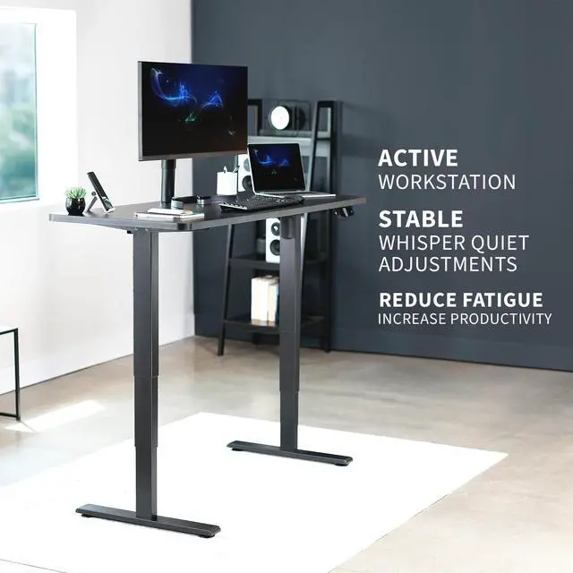 Alt view image 2 of 7 - VIVO Black Electric Stand Up Desk Frame Workstation, Single Motor Ergonomic Standing Height Adjustable Base (DESK-V102E)