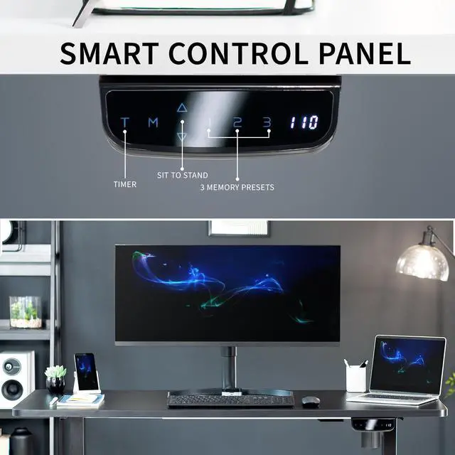 Alt view image 5 of 7 - VIVO Black Electric Stand Up Desk Frame Workstation, Single Motor Ergonomic Standing Height Adjustable Base (DESK-V102E)