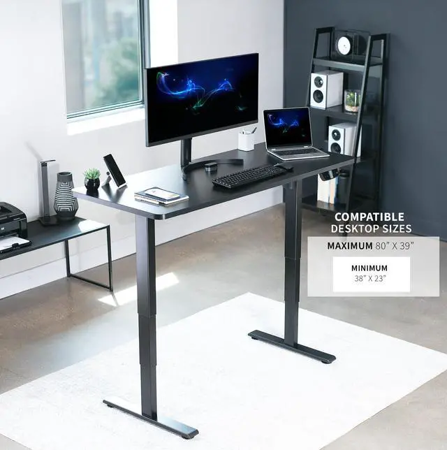 Alt view image 4 of 7 - VIVO Black Electric Stand Up Desk Frame Workstation, Single Motor Ergonomic Standing Height Adjustable Base (DESK-V102E)