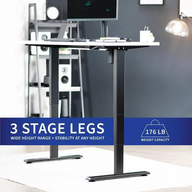Alt view image 6 of 7 - VIVO Black Electric Stand Up Desk Frame Workstation, Single Motor Ergonomic Standing Height Adjustable Base (DESK-V102E)
