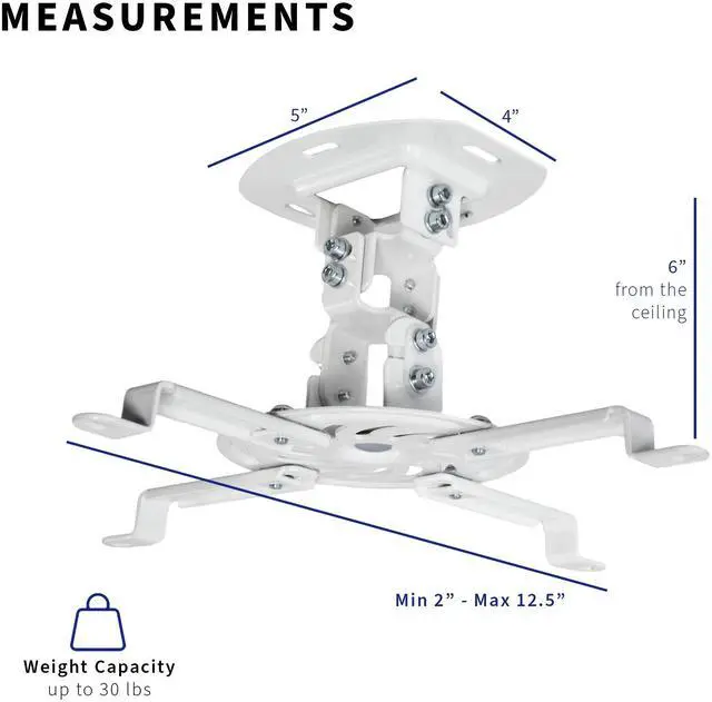 Alt view image 2 of 7 - VIVO Universal Adjustable Ceiling Projector Theater Mount White | Extending Arms