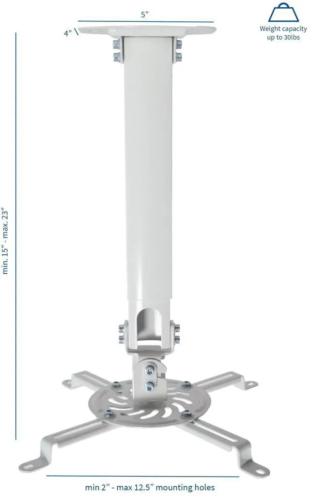 Alt view image 4 of 7 - VIVO Universal Extending White Ceiling Projector Mount | Height Adjustable Projection (MOUNT-VP02W)