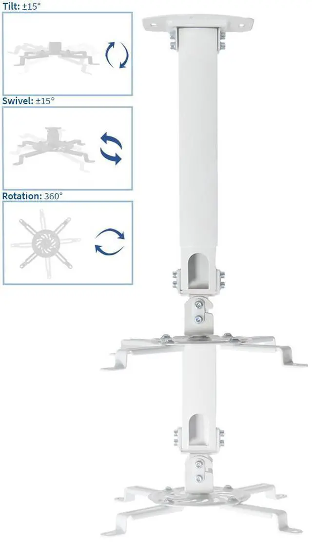 Alt view image 5 of 7 - VIVO Universal Extending White Ceiling Projector Mount | Height Adjustable Projection (MOUNT-VP02W)
