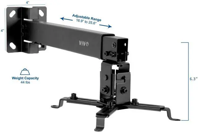 Alt view image 2 of 8 - VIVO Universal Adjustable Wall Ceiling Projector Mount Extend Length Projection