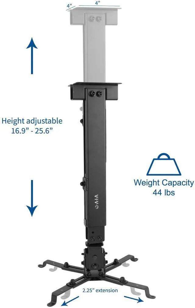Alt view image 8 of 8 - VIVO Universal Adjustable Wall Ceiling Projector Mount Extend Length Projection