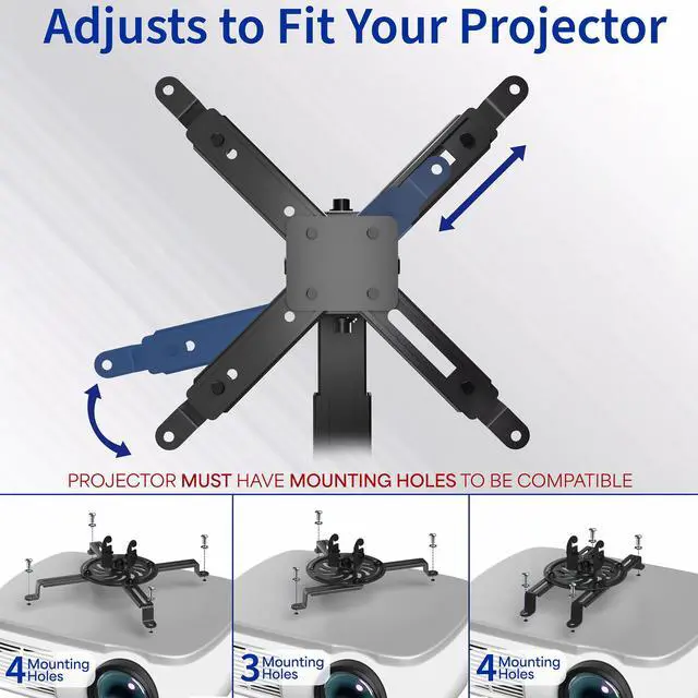 Alt view image 3 of 8 - VIVO Universal Adjustable Wall Ceiling Projector Mount Extend Length Projection