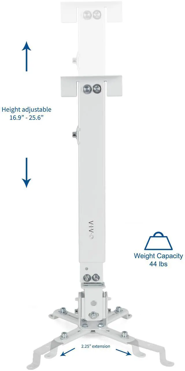 Alt view image 3 of 6 - VIVO Universal Adjustable Wall Ceiling Projector Mount Extend Length Projection