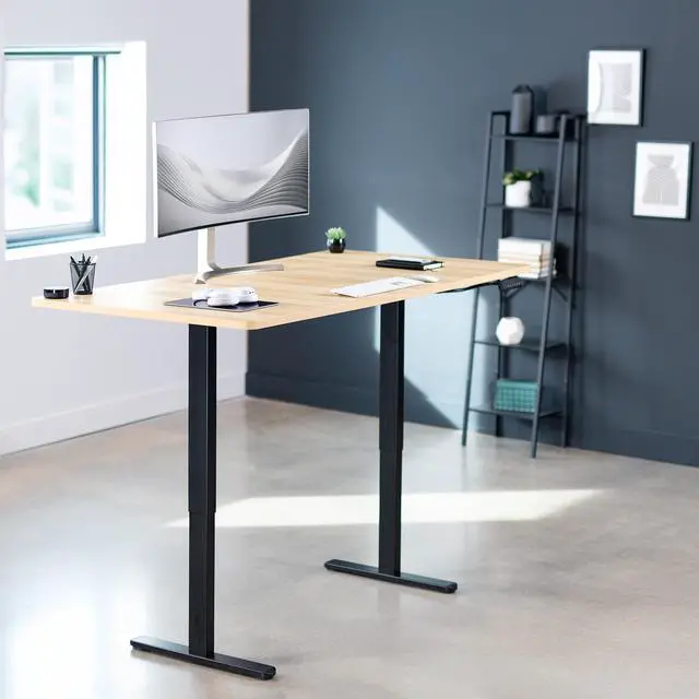 Alt view image 2 of 7 - VIVO Electric Dual Motor 71 x 36 Standing Desk, Light Wood Table Top, Black Frame, DESK-KIT-E2B7C-36