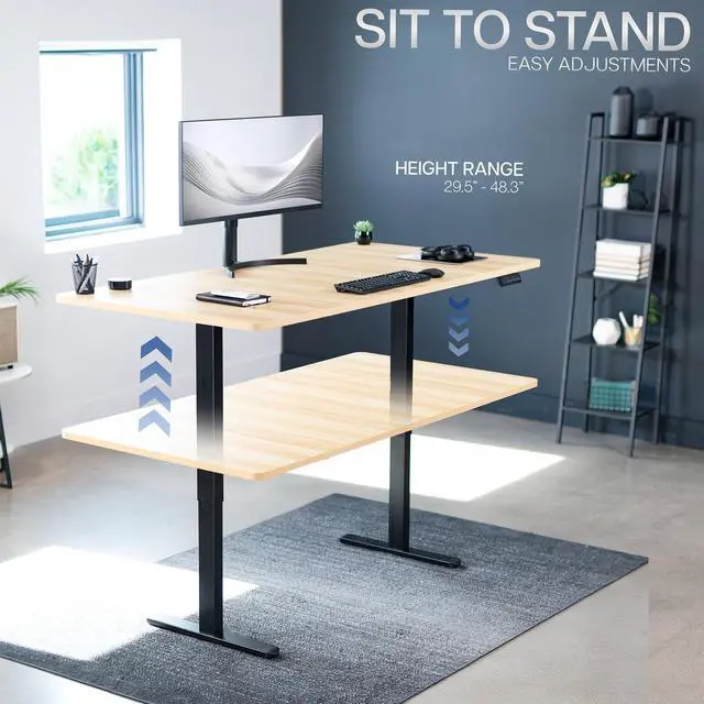 Alt view image 6 of 7 - VIVO Electric Dual Motor 71 x 36 Standing Desk, Light Wood Table Top, Black Frame, DESK-KIT-E2B7C-36