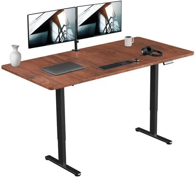 Main image of VIVO Electric Dual Motor 71 x 36 Standing Desk, Dark WalnutTable Top, Black Frame, DESK-KIT-E2B7D-36