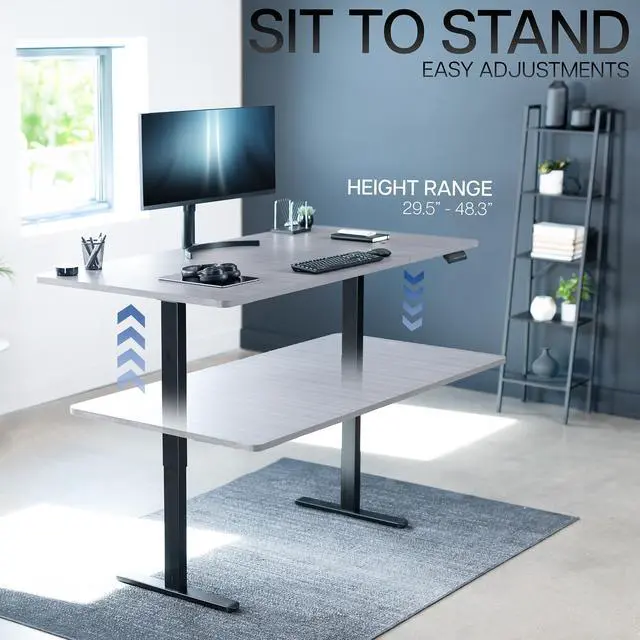 Alt view image 6 of 7 - VIVO Electric Dual Motor 71 x 36 Standing Desk, Dark Gray Top, Black Frame