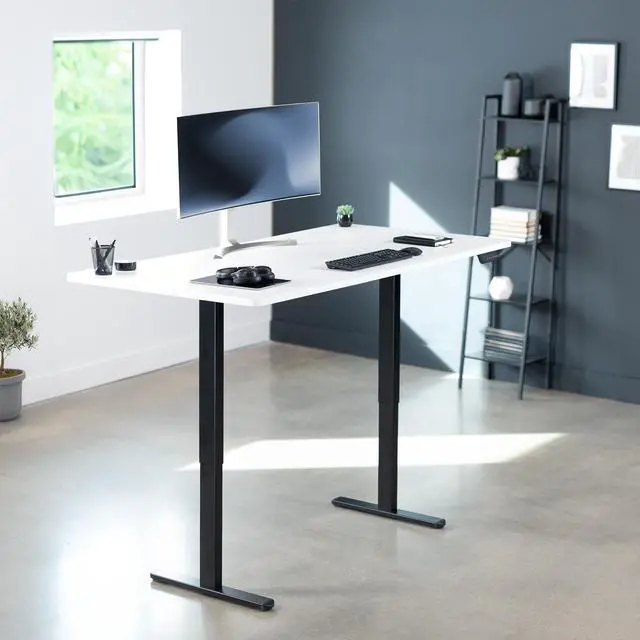 Alt view image 2 of 7 - VIVO Electric Dual Motor 71 x 36 Standing Desk, White Table Top, Black Frame, DESK-KIT-E2B7W-36