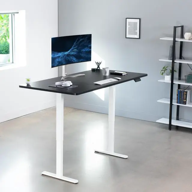 Alt view image 2 of 7 - VIVO Electric Dual Motor 71 x 36 Standing Desk, Black Table Top, White Frame, DESK-KIT-E2W7B-36