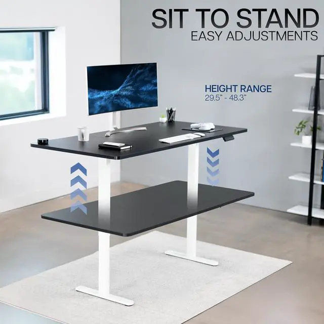 Alt view image 6 of 7 - VIVO Electric Dual Motor 71 x 36 Standing Desk, Black Table Top, White Frame, DESK-KIT-E2W7B-36