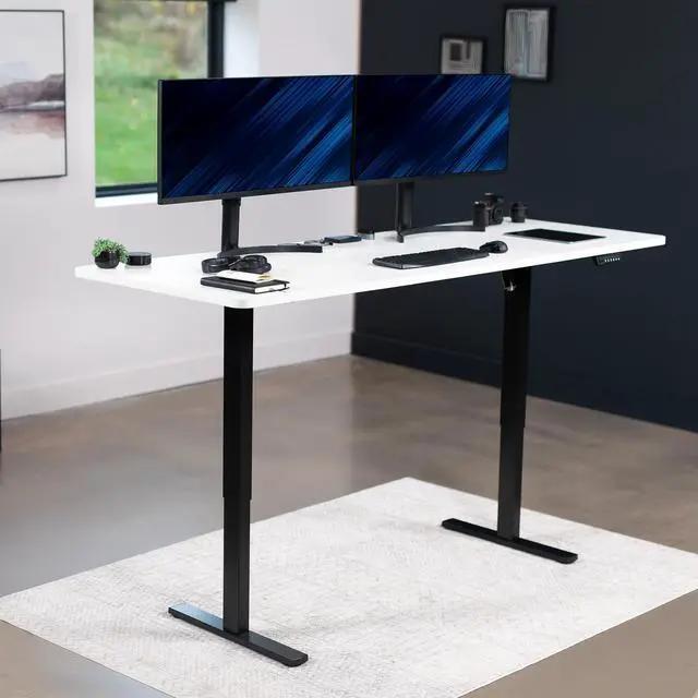 Alt view image 2 of 7 - VIVO Electric 83 x 30 Stand Up Desk Workstation, White Table Top, Black Frame